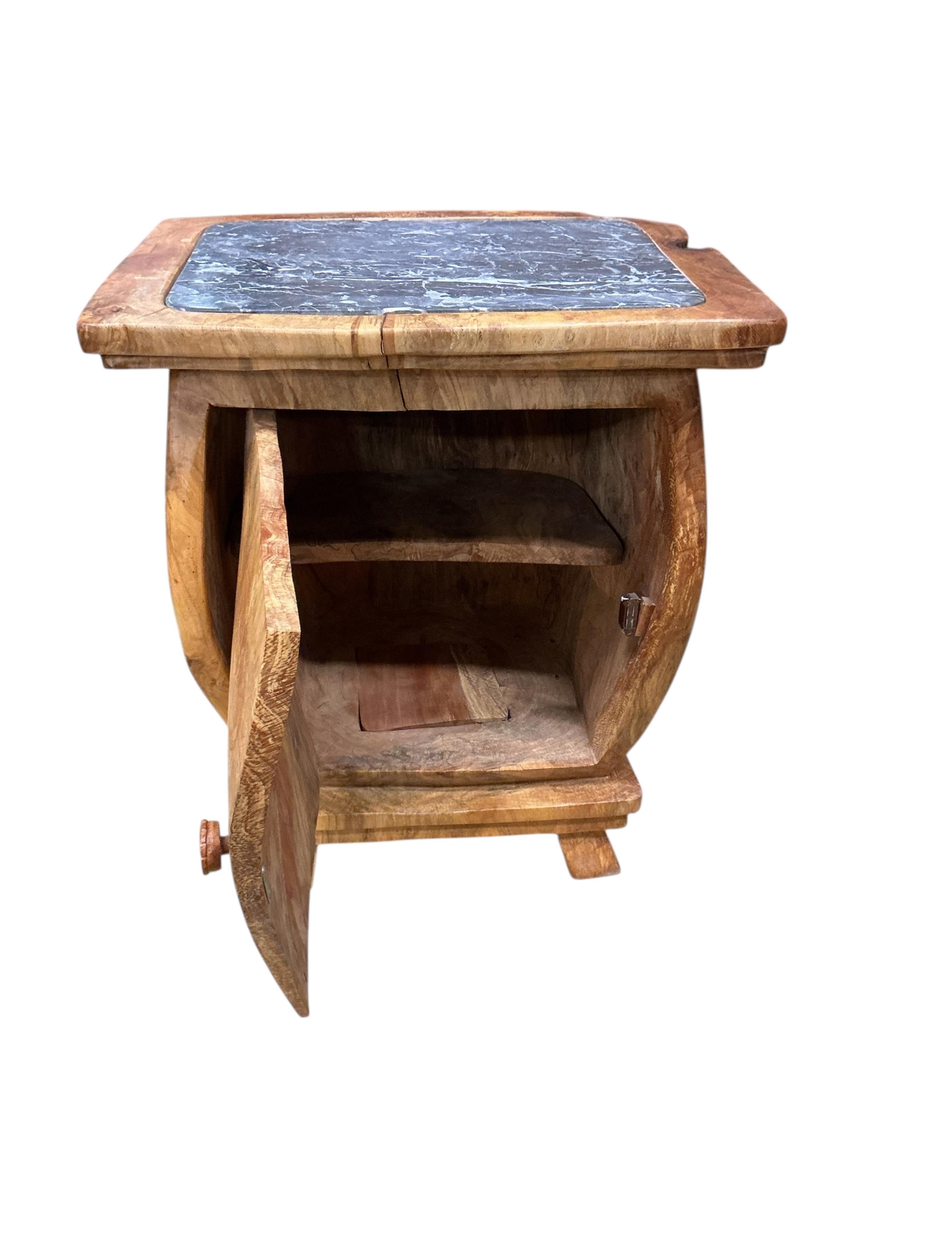 Pierre Decorse (b.1953), a naturalistically modelled side cabinet with inset marble top, width 60cm, depth 40cm, height 68cm